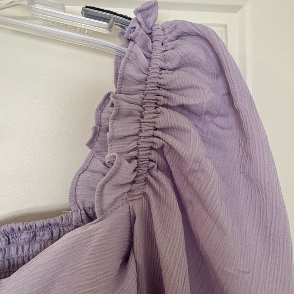 Astr The Label Women's Puff Lantern Sleeve Top Sz M Pale‎ Purple Ruched Back NWT - Picture 5 of 13